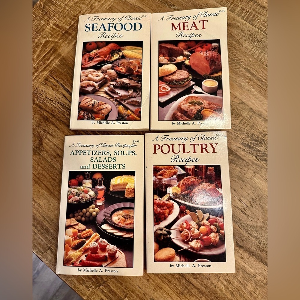 Set of 4 Recipe Books: A Treasury of Classic Meat, Poultry, Seafood, and more